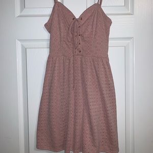 Eyelet rose dress with laced up front